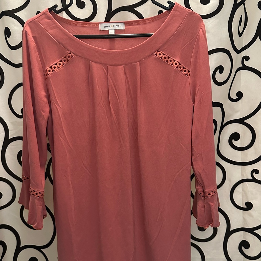Rose Pink Blouse with Eyelet Details